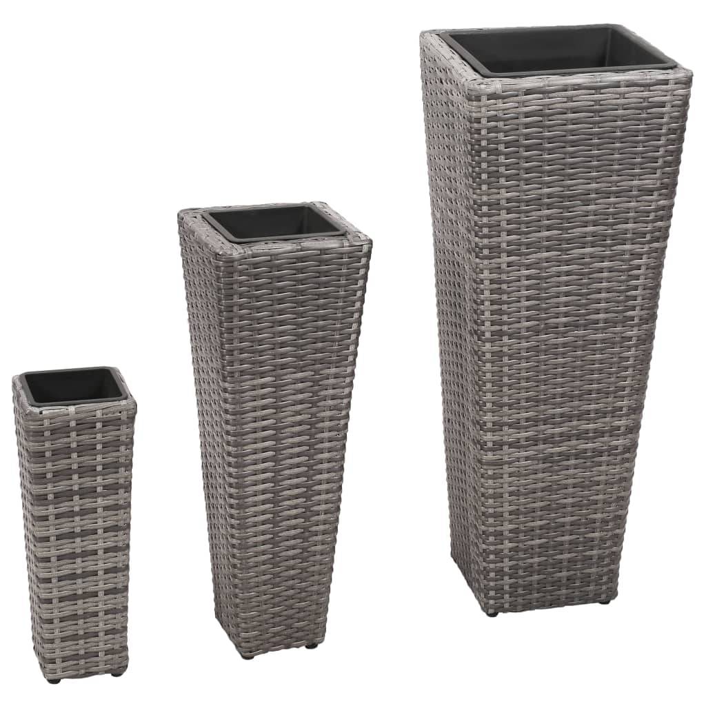 vidaXL Lit surélevé de jardin à 4 pots 80x22x79 cm Résine Tressée Noir pas cher