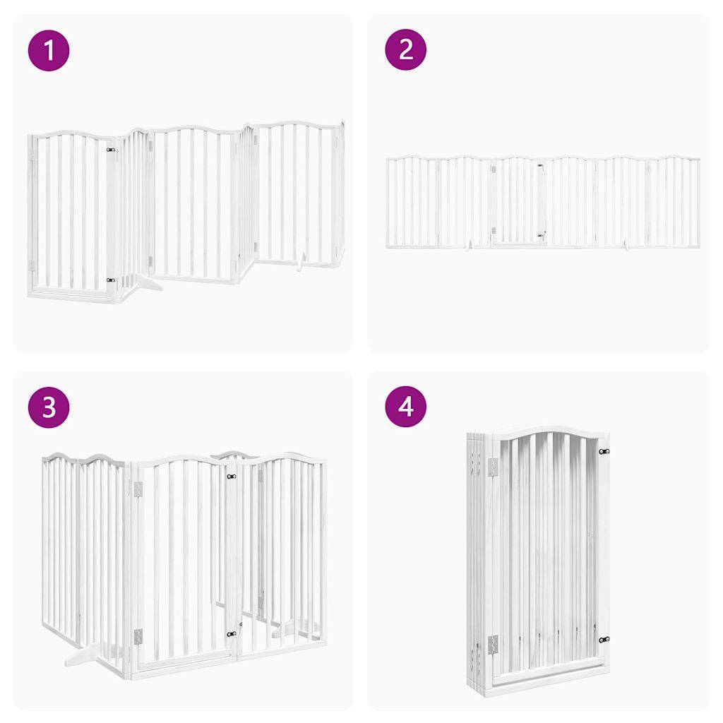 ComfortXL - Barrière sécurité chien haute avec porte 6 panneaux bois Blanc 300x90 cm – ComfortXL Outdoor Living - Image 7