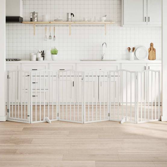 ComfortXL - Barrière sécurité chien haute avec porte 6 panneaux bois Blanc 300x90 cm – ComfortXL Outdoor Living - Image 1