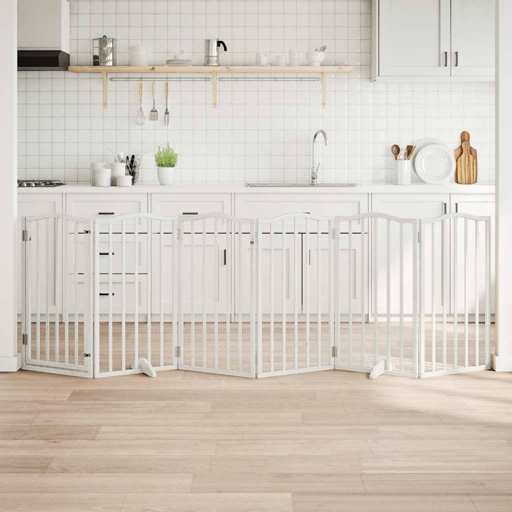 ComfortXL - Barrière sécurité chien haute avec porte 6 panneaux bois Blanc 300x90 cm – ComfortXL Outdoor Living - Image 1