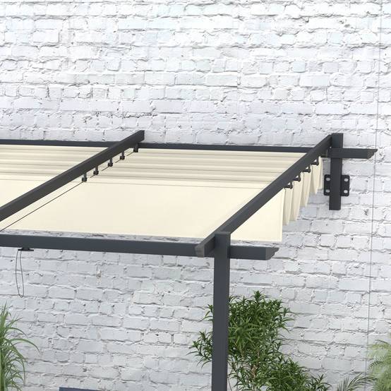 ComfortXL - Pergola murale aluminium jardin toit rétractable abri terrasse 3x3m crème - ComfortXL Outdoor Living - Image 9