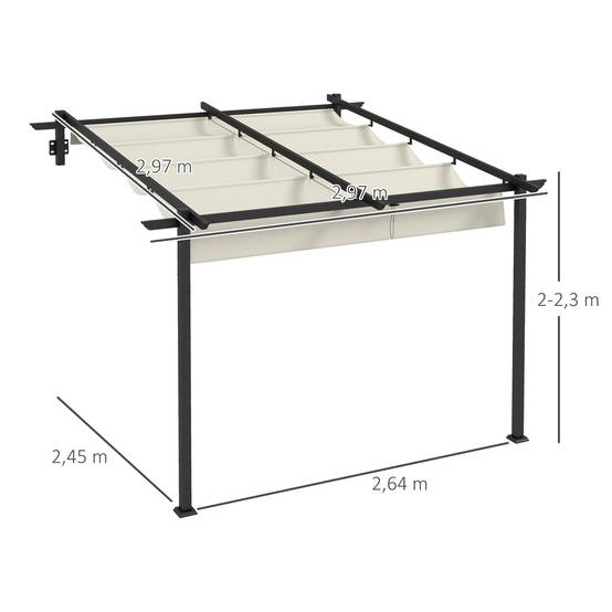 ComfortXL - Pergola murale aluminium jardin toit rétractable abri terrasse 3x3m crème - ComfortXL Outdoor Living - Image 5