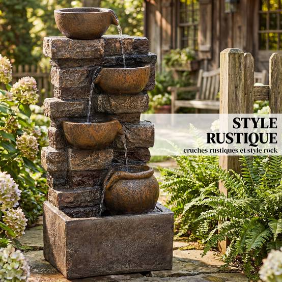 Fontaine de jardin résine marron 31 x 25.5 x 72 cm - PANGIVO - Image 6