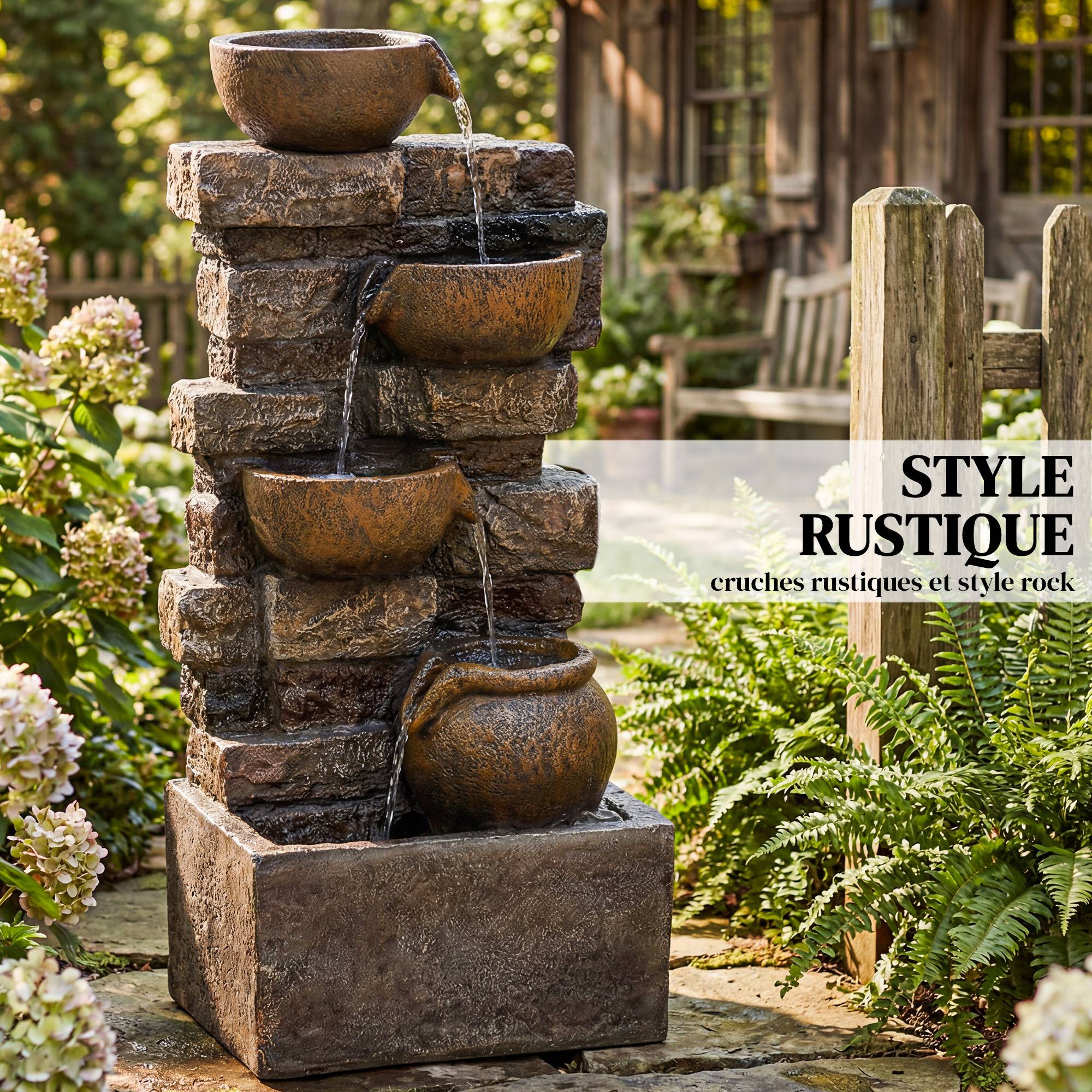 Fontaine de jardin résine marron 31 x 25.5 x 72 cm - PANGIVO - Image 6
