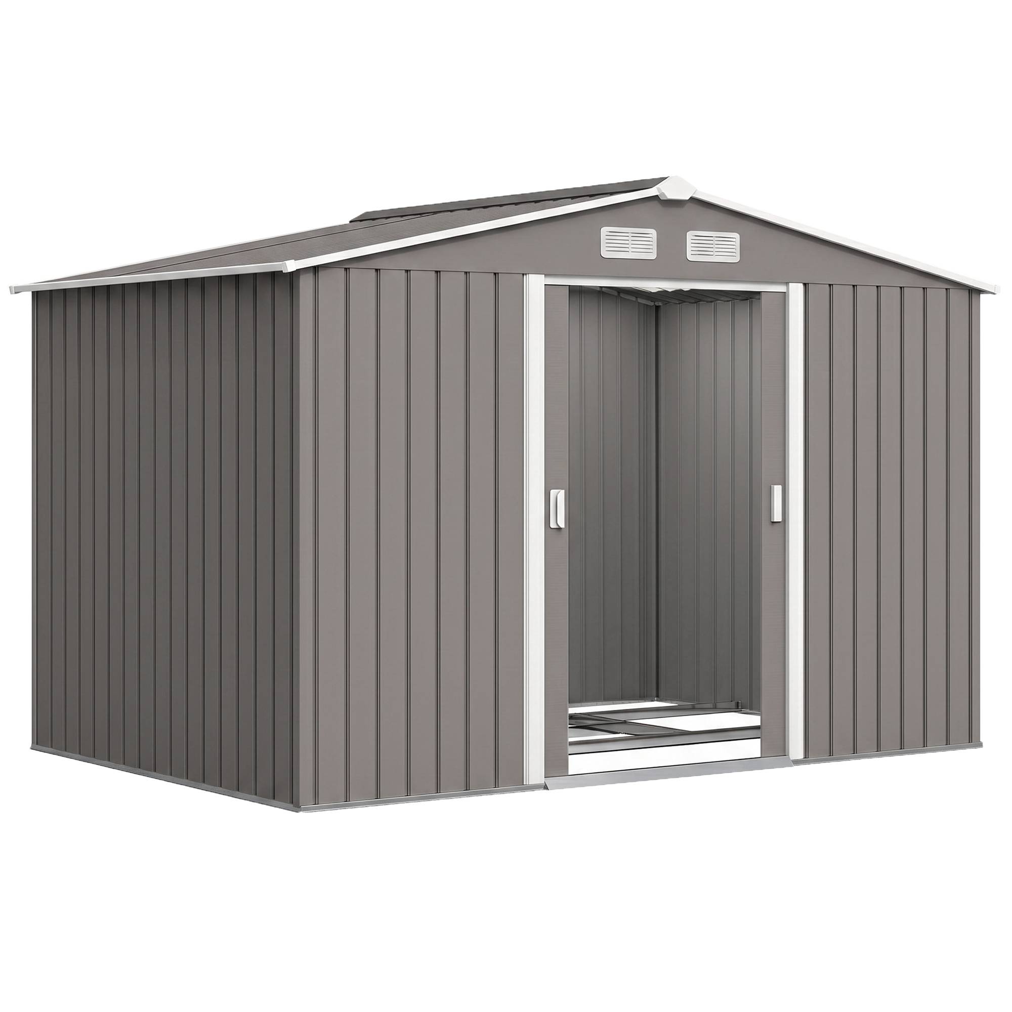 Abri de jardin avec portes coulissantes, 2,77 x 1,95 x 1,92 cm, métal, gris - Image 1