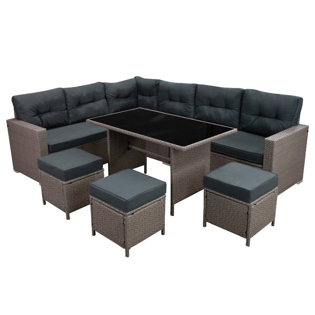 Monstershop - Salon de Jardin en Rotin 9 Personnes – Gris - Image 1