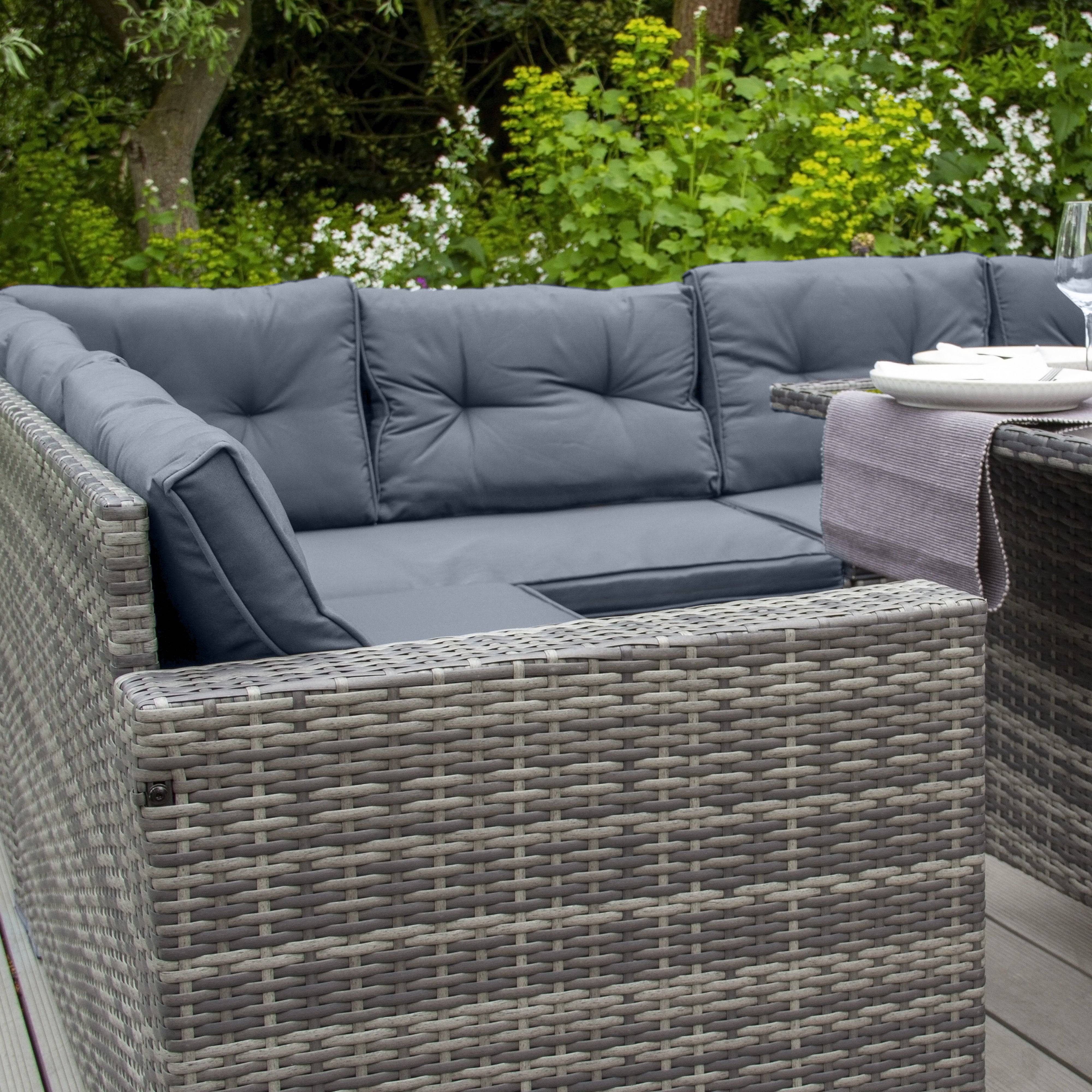 Monstershop - Salon de Jardin en Rotin 9 Personnes – Gris - Image 3