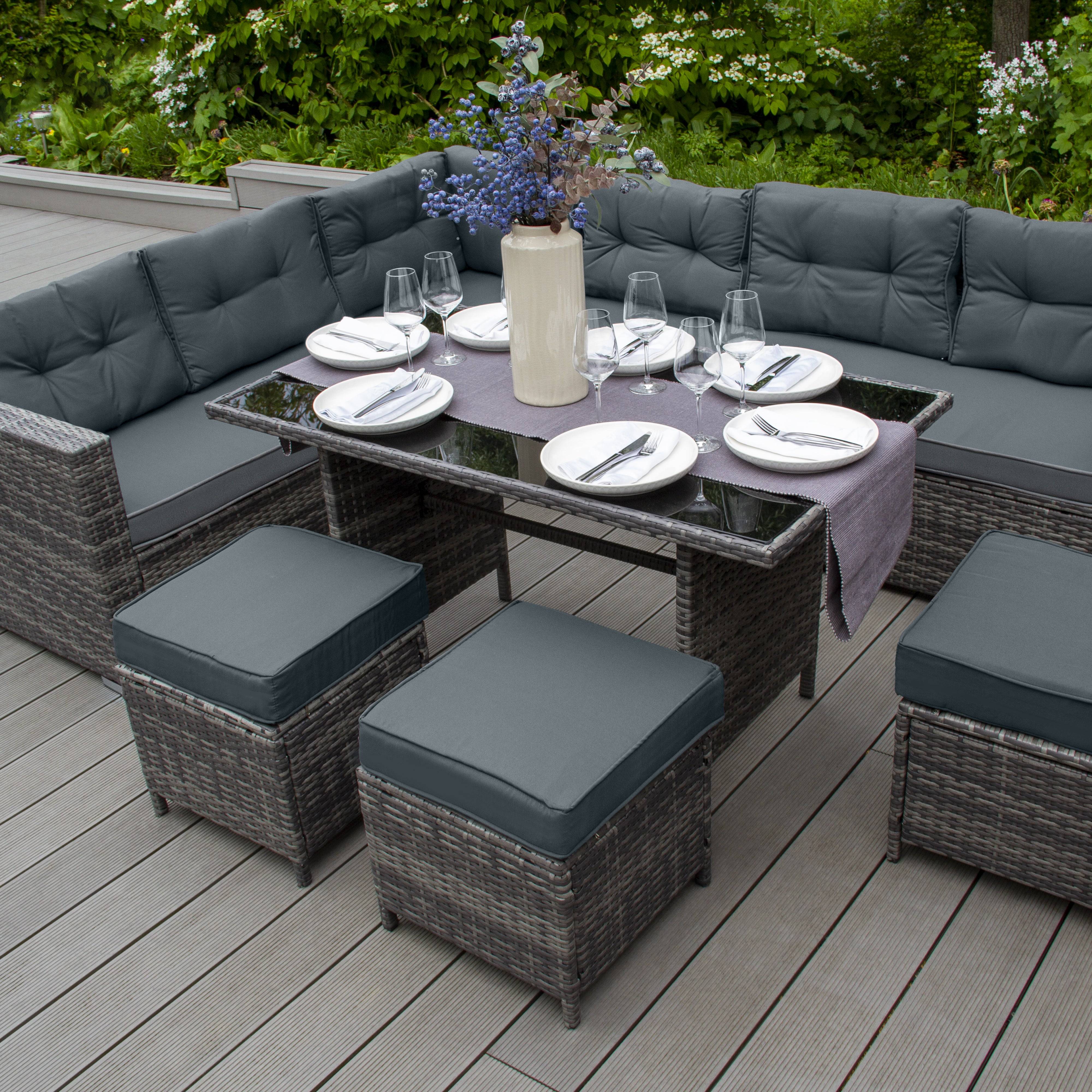 Monstershop - Salon de Jardin en Rotin 9 Personnes – Gris - Image 2