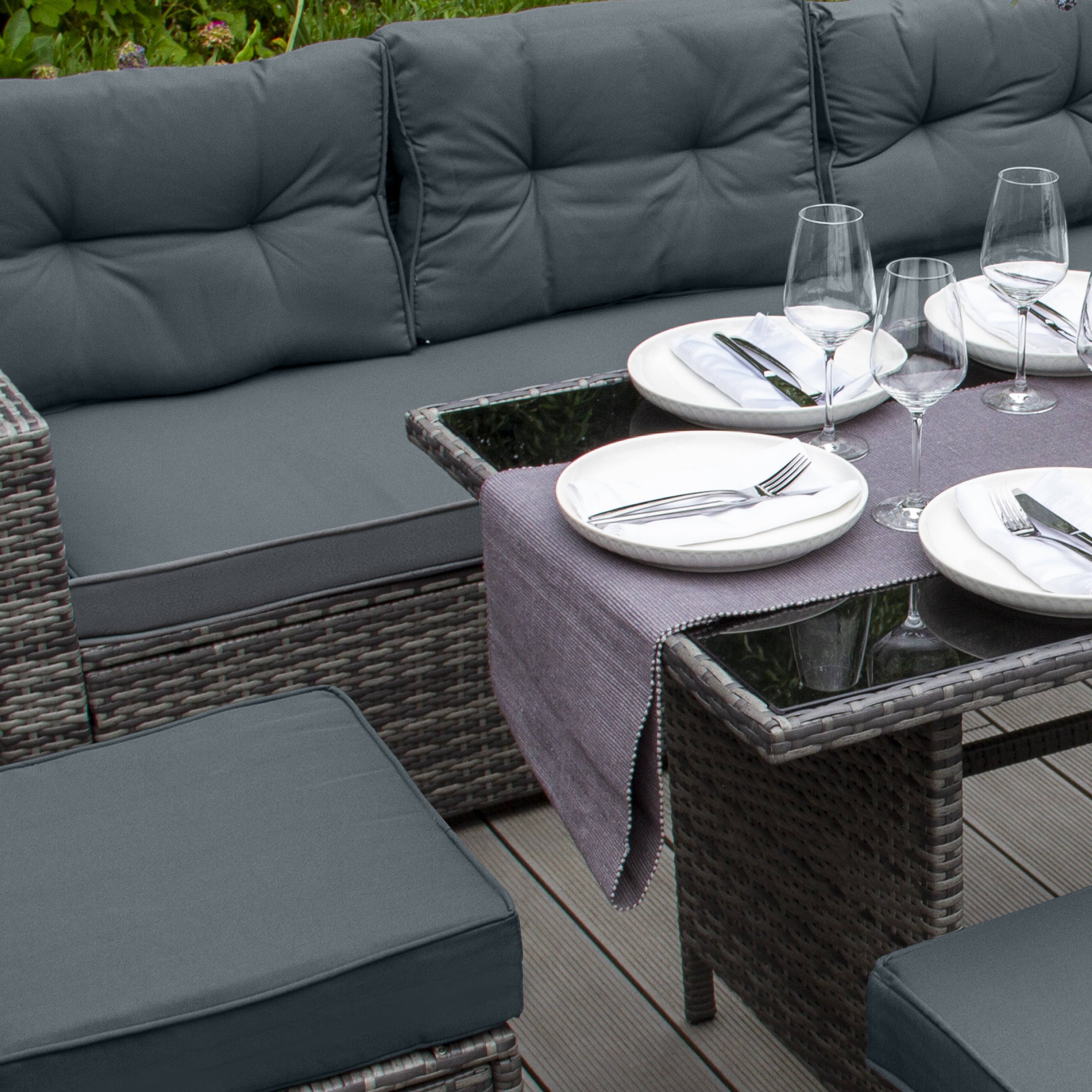 Monstershop - Salon de Jardin en Rotin 9 Personnes – Gris - Image 5