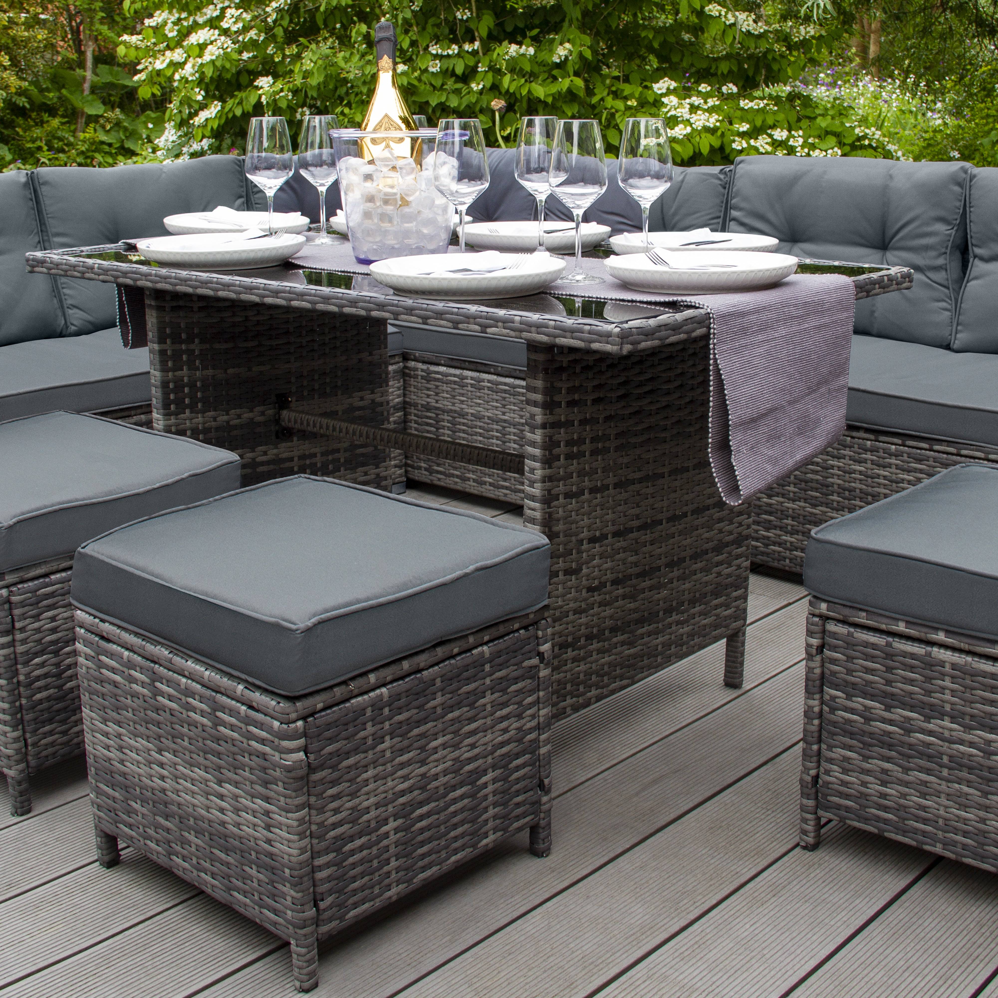 Monstershop - Salon de Jardin en Rotin 9 Personnes – Gris - Image 4