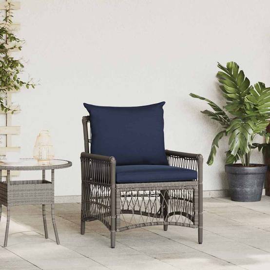 Chaise de jardin avec coussin Polyrotin Gris 73 x 61 x 77 cm, Poids :10.8kg - PANGIVO - Image 1
