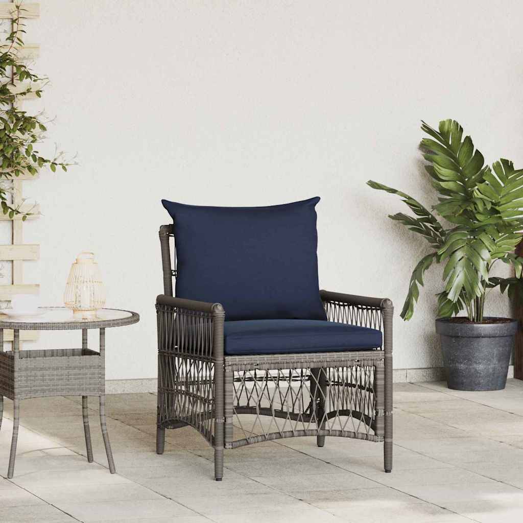Chaise de jardin avec coussin Polyrotin Gris 73 x 61 x 77 cm, Poids :10.8kg - PANGIVO - Image 1
