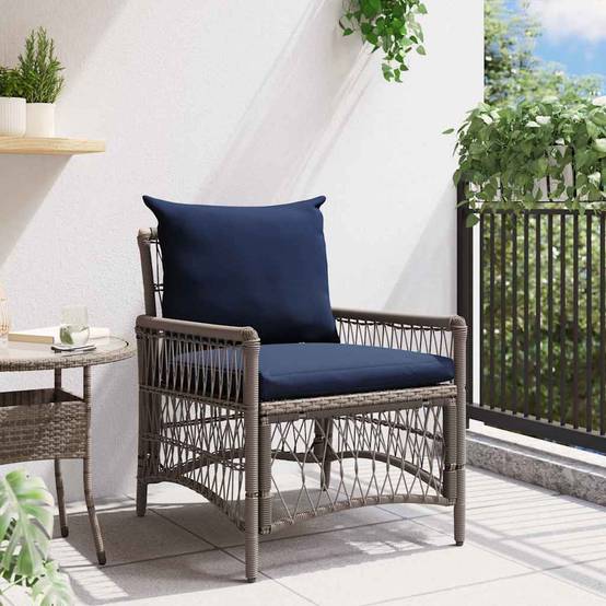 Chaise de jardin avec coussin Polyrotin Gris 73 x 61 x 77 cm, Poids :10.8kg - PANGIVO - Image 3