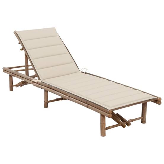 Bain de soleil - Transat - Chaise longue avec coussin Bambou - MEUBLE PRO-JU6356 - Image 2