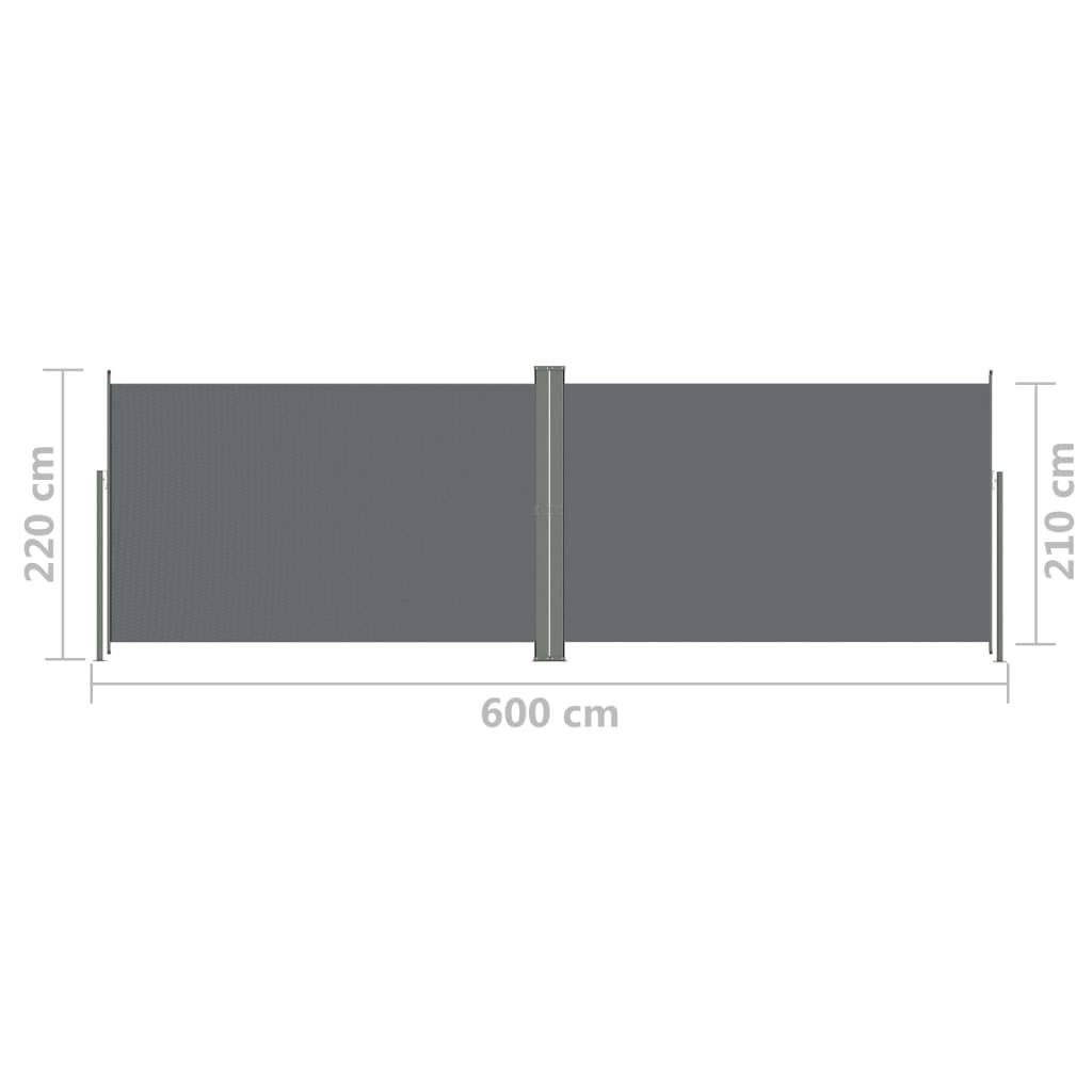 Helloshop26 - Auvent paravent store brise-vue latéral rétractable de patio jardin terrasse balcon protection visuelle écran 220 x 600 cm anthracite - Imagen 6