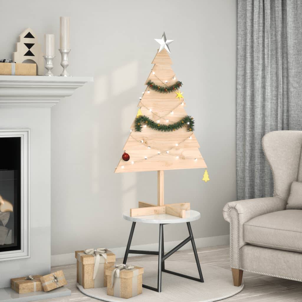 Sapin de Noël Décoratif en Bois Massif Style Rustique pour Intérieur/Extérieur 110 cm – ComfortXL Outdoor Living - Image 1