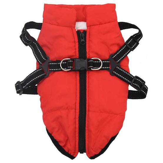 Manteau pour chien chaud et imperméable avec harnais intégré pour l'hiver Rouge L32 – ComfortXL Pet Living - Image 2