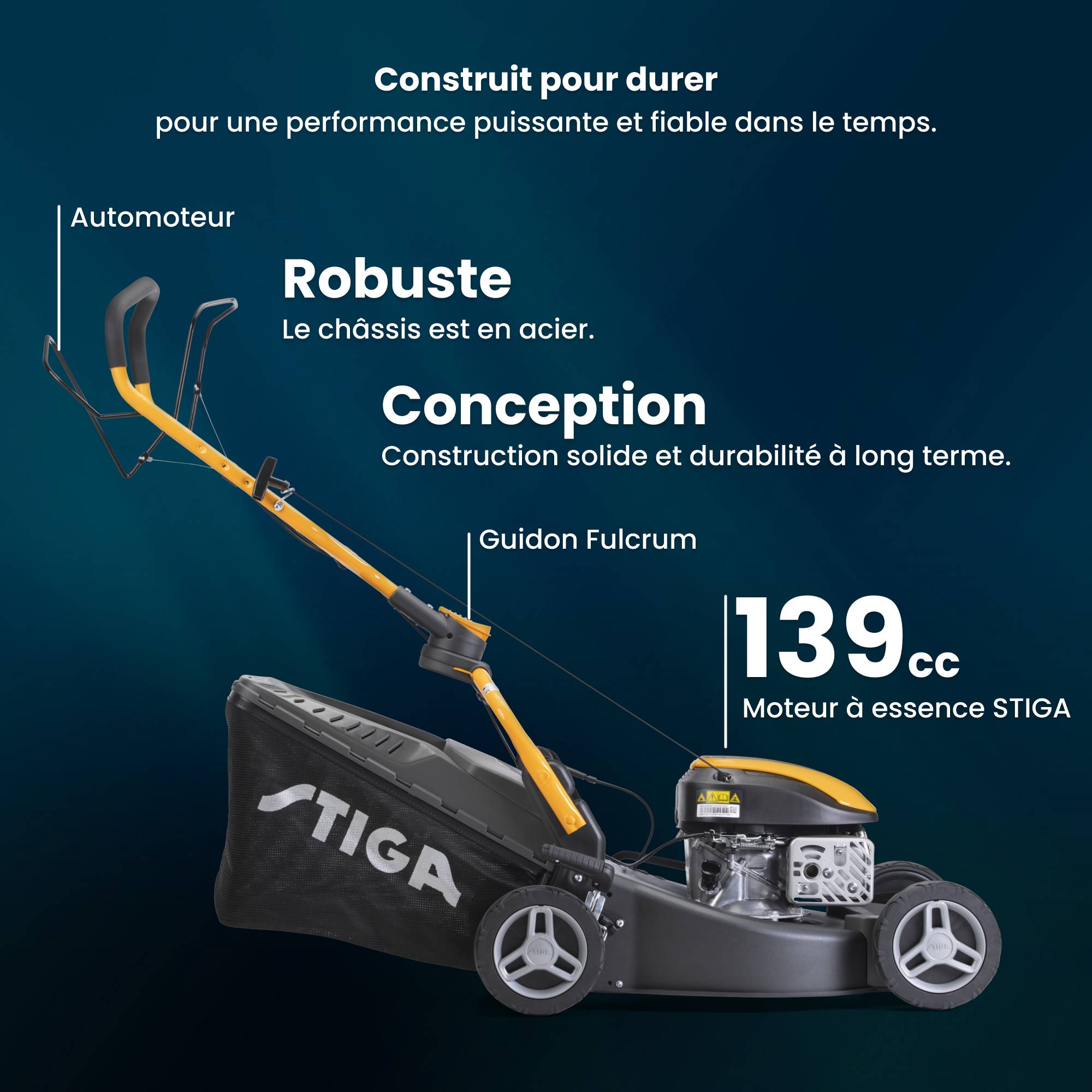 Stiga - Tondeuse Combi 548 S, moteur 139cc, largeur 46cm, bac 60L - STIGA - Image 2
