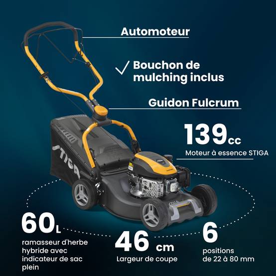 Stiga - Tondeuse Combi 548 S, moteur 139cc, largeur 46cm, bac 60L - STIGA - Image 7