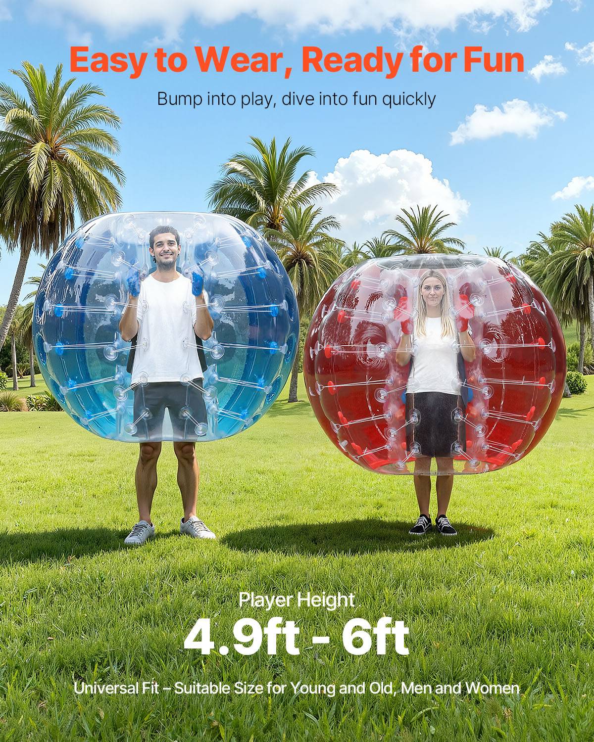 Vevor - VEVOR Bulle gonflable 1,5m 2PCs PVC pour jeux contact extérieur (adultes/adolescents), bleu et rouge. - Image 3