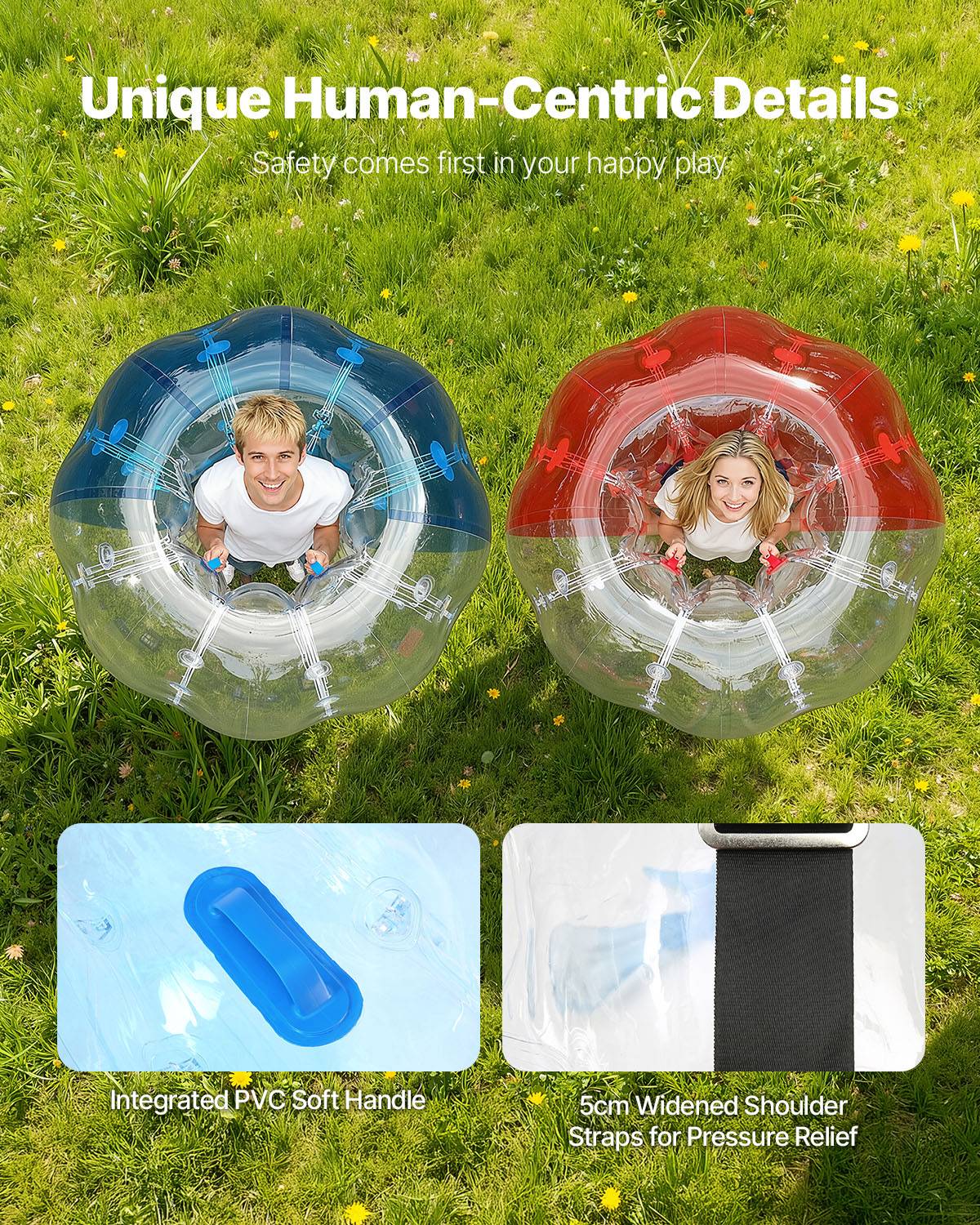 Vevor - VEVOR Bulle gonflable 1,5m 2PCs PVC pour jeux contact extérieur (adultes/adolescents), bleu et rouge. - Image 4