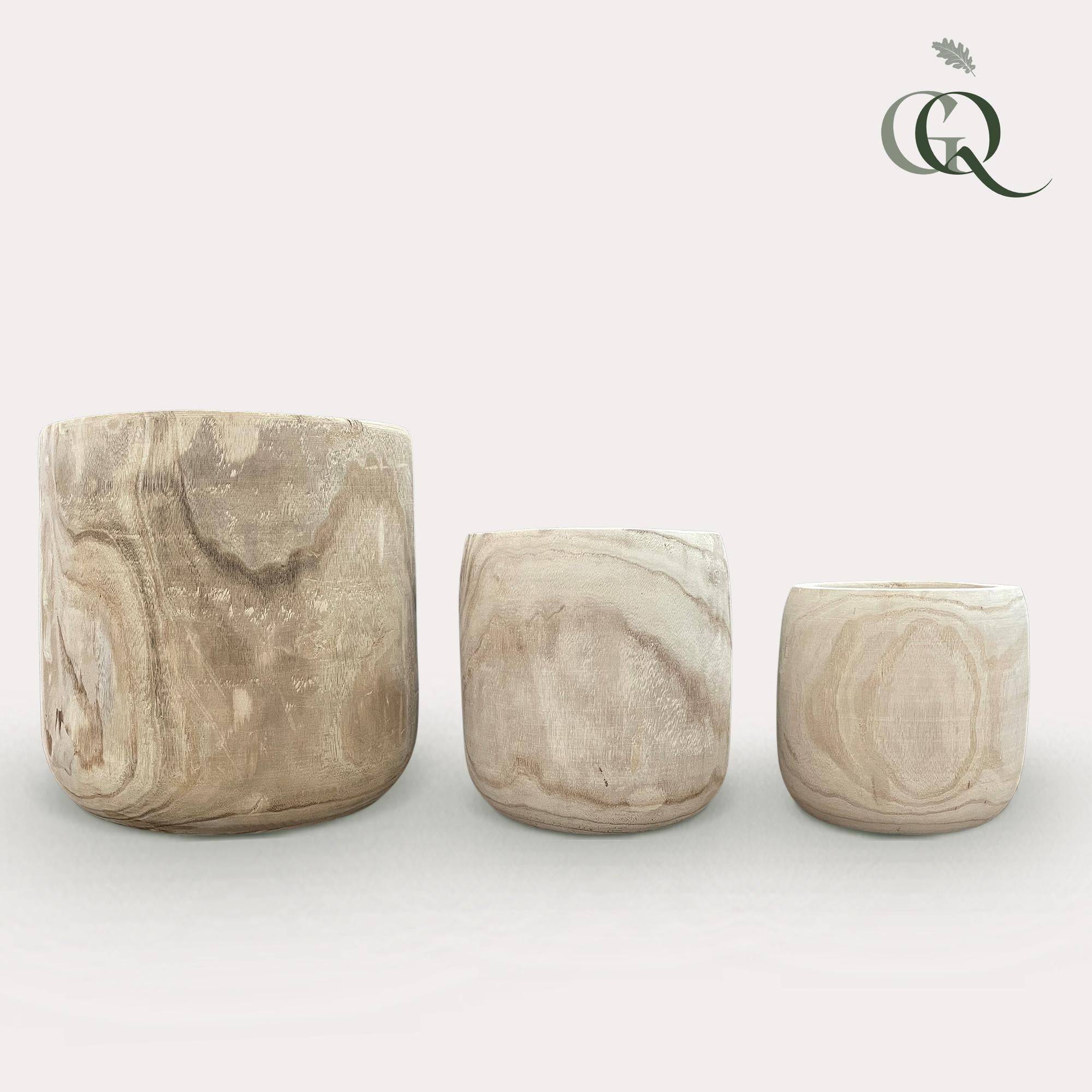 Pot - Pia en bois clair - set de 3 tailles M, L, XL- La Green Touch - Imagen 1