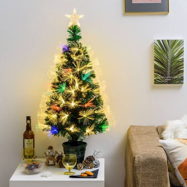 Lotti - Sapin lumineux fibre optique à LED blanc chaud et multicolore 100CM intérieur avec cimier Lotti - Imagen 4