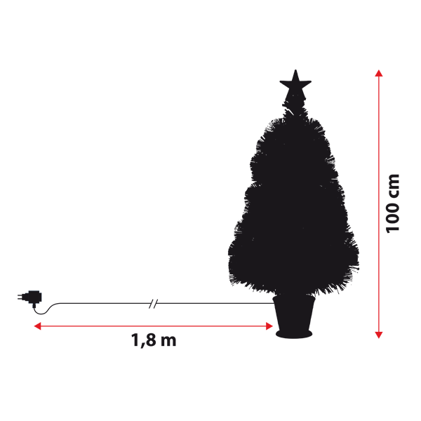 Lotti - Sapin lumineux fibre optique à LED blanc chaud et multicolore 100CM intérieur avec cimier Lotti - Imagen 2