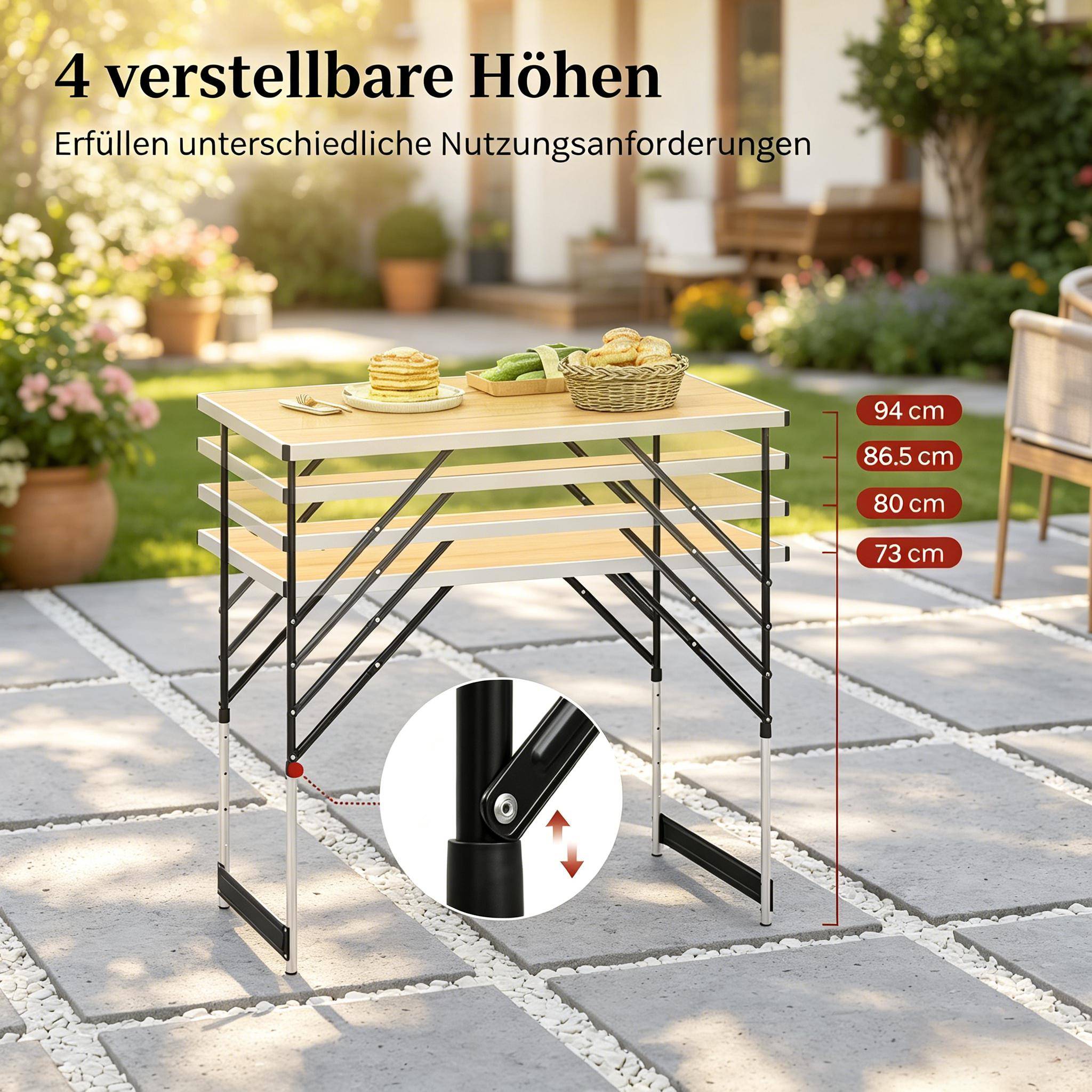 Table de repas extérieur pliable ajustable, table de camping et jardin - Image 5