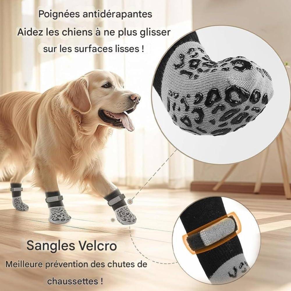 Chaussettes Pour Chien 2 Paires S Coton Anti-Lèchage, Sangles Ajustables - Lytech - Image 2