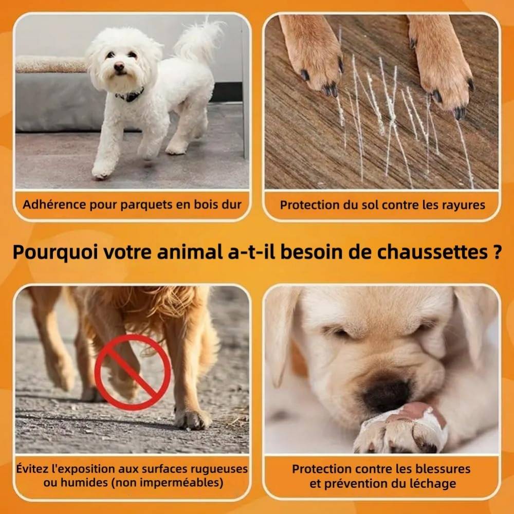 Chaussettes Pour Chien 2 Paires S Coton Anti-Lèchage, Sangles Ajustables - Lytech - Image 4