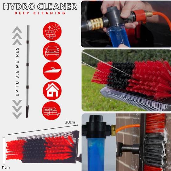Rouge/Noir 3,6 mètres TELESCOPIC HYDROCLEANER | Brosse à eau de lavage | Manche télescopique | Brosse avec éponge et raclette - VENTEO - Image 5