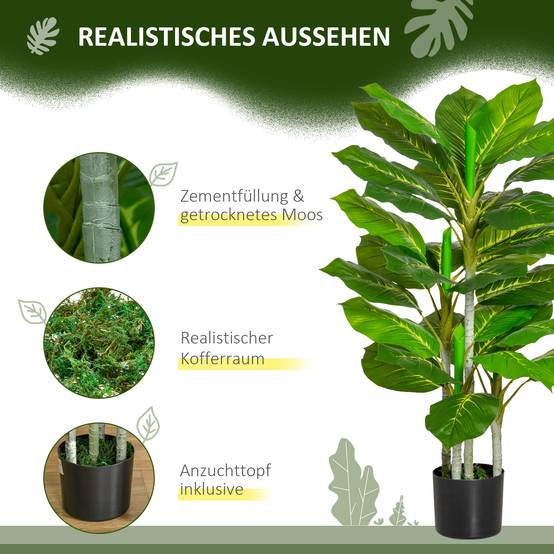 Plante artificielle décorative PEVA pot ciment intérieur extérieur réalisme 95cm vert - ComfortXL Outdoor Living - Image 7