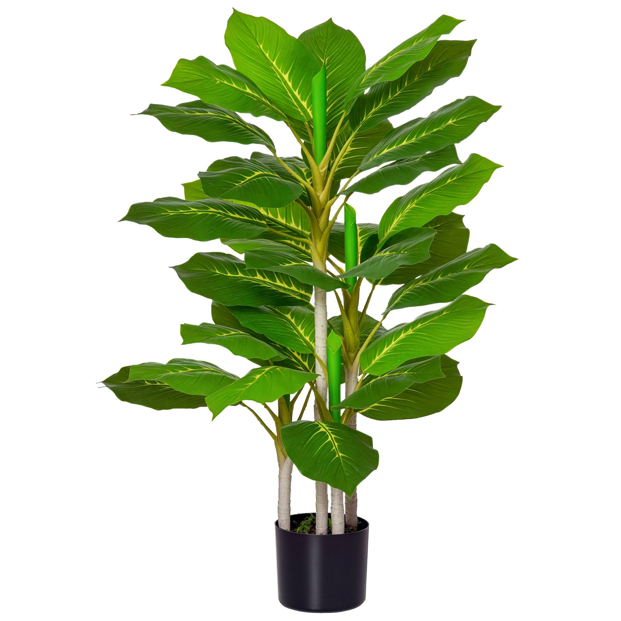 Plante artificielle décorative PEVA pot ciment intérieur extérieur réalisme 95cm vert - ComfortXL Outdoor Living - Image 1