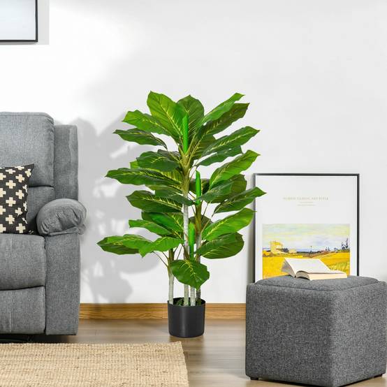 Plante artificielle décorative PEVA pot ciment intérieur extérieur réalisme 95cm vert - ComfortXL Outdoor Living - Image 4