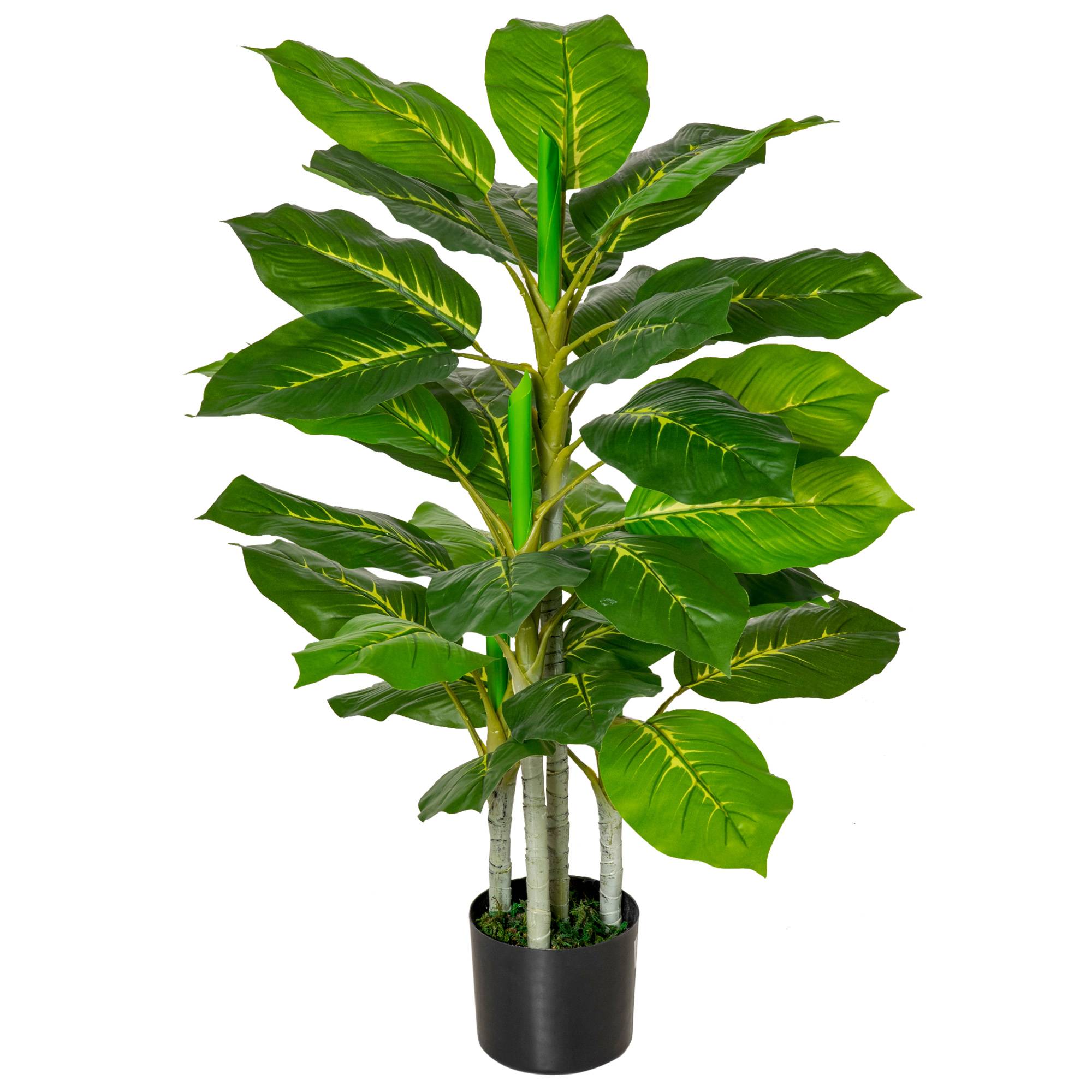 Plante artificielle décorative PEVA pot ciment intérieur extérieur réalisme 95cm vert - ComfortXL Outdoor Living - Image 2