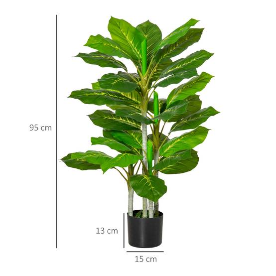 Plante artificielle décorative PEVA pot ciment intérieur extérieur réalisme 95cm vert - ComfortXL Outdoor Living - Image 5