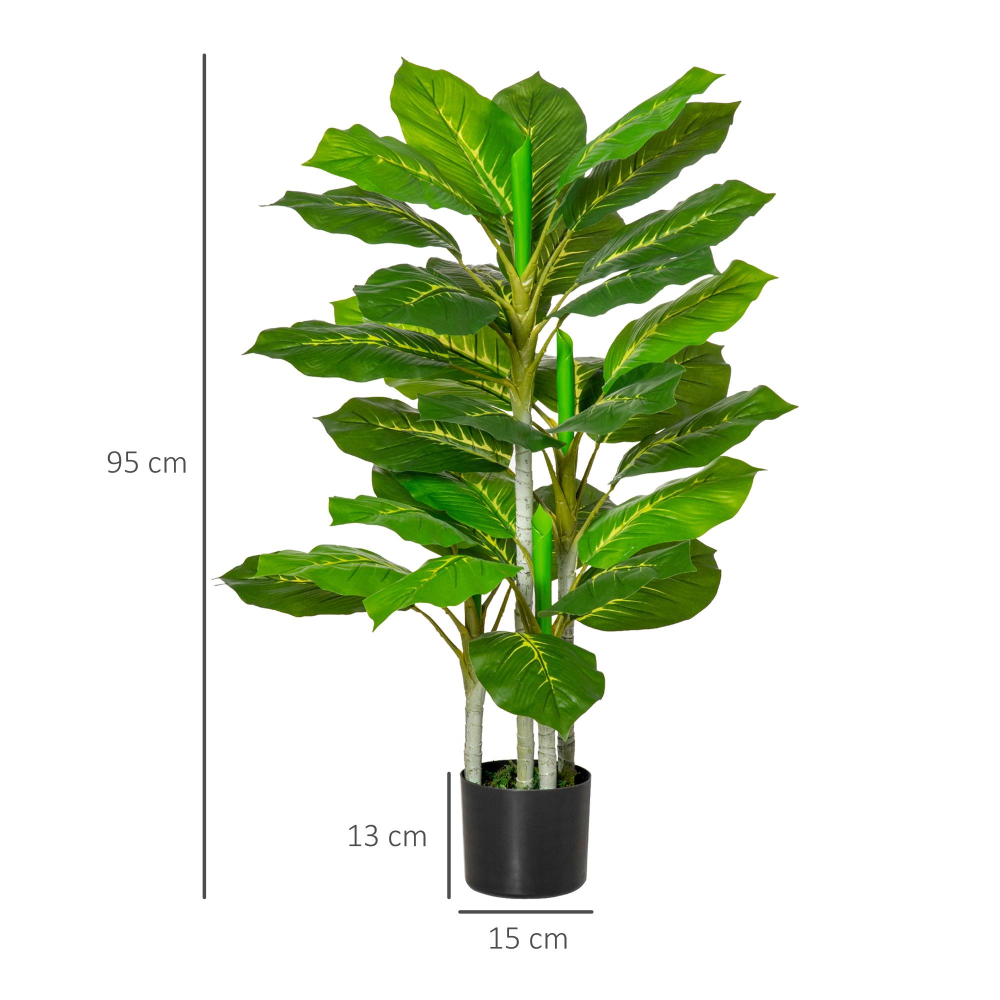 Plante artificielle décorative PEVA pot ciment intérieur extérieur réalisme 95cm vert - ComfortXL Outdoor Living - Image 5