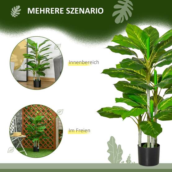 Plante artificielle décorative PEVA pot ciment intérieur extérieur réalisme 95cm vert - ComfortXL Outdoor Living - Image 6