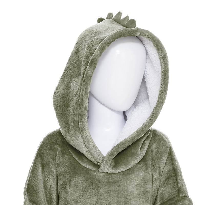 Sweat plaid à capuche dino vert enfant Atmosphera - Image 2