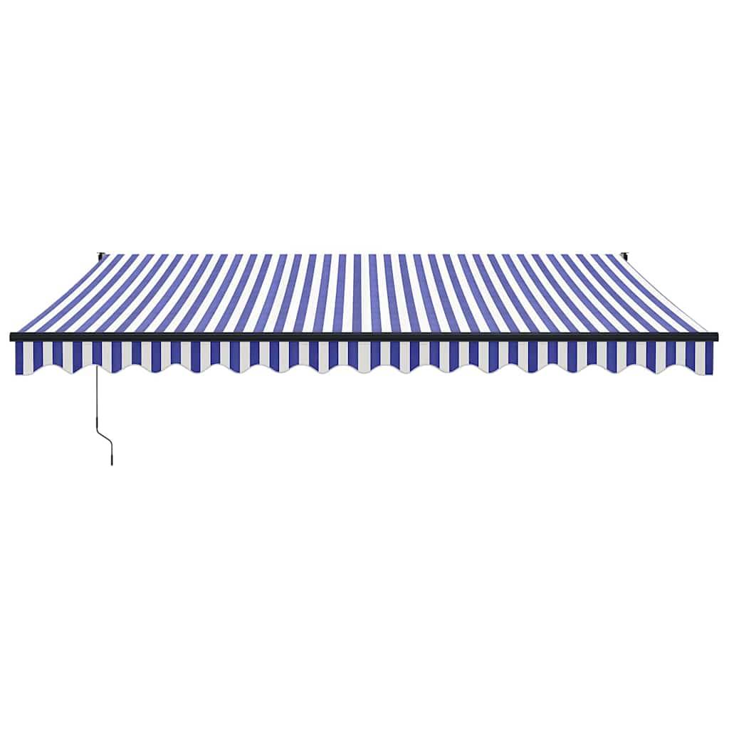 Store banne motorisé aluminium terrasse rétractable télécommande 4x3m bleu blanc - ComfortXL Outdoor Living - Image 3