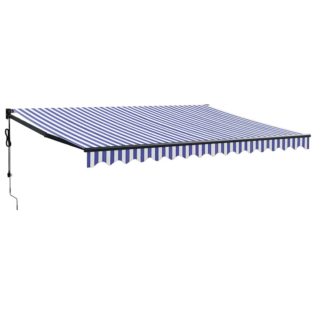 Store banne motorisé aluminium terrasse rétractable télécommande 4x3m bleu blanc - ComfortXL Outdoor Living - Image 2