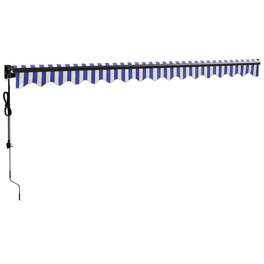 Store banne motorisé aluminium terrasse rétractable télécommande 4x3m bleu blanc - ComfortXL Outdoor Living - Image 4