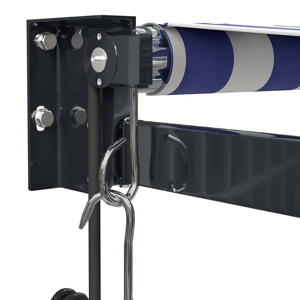 Store banne motorisé aluminium terrasse rétractable télécommande 4x3m bleu blanc - ComfortXL Outdoor Living - Image 7