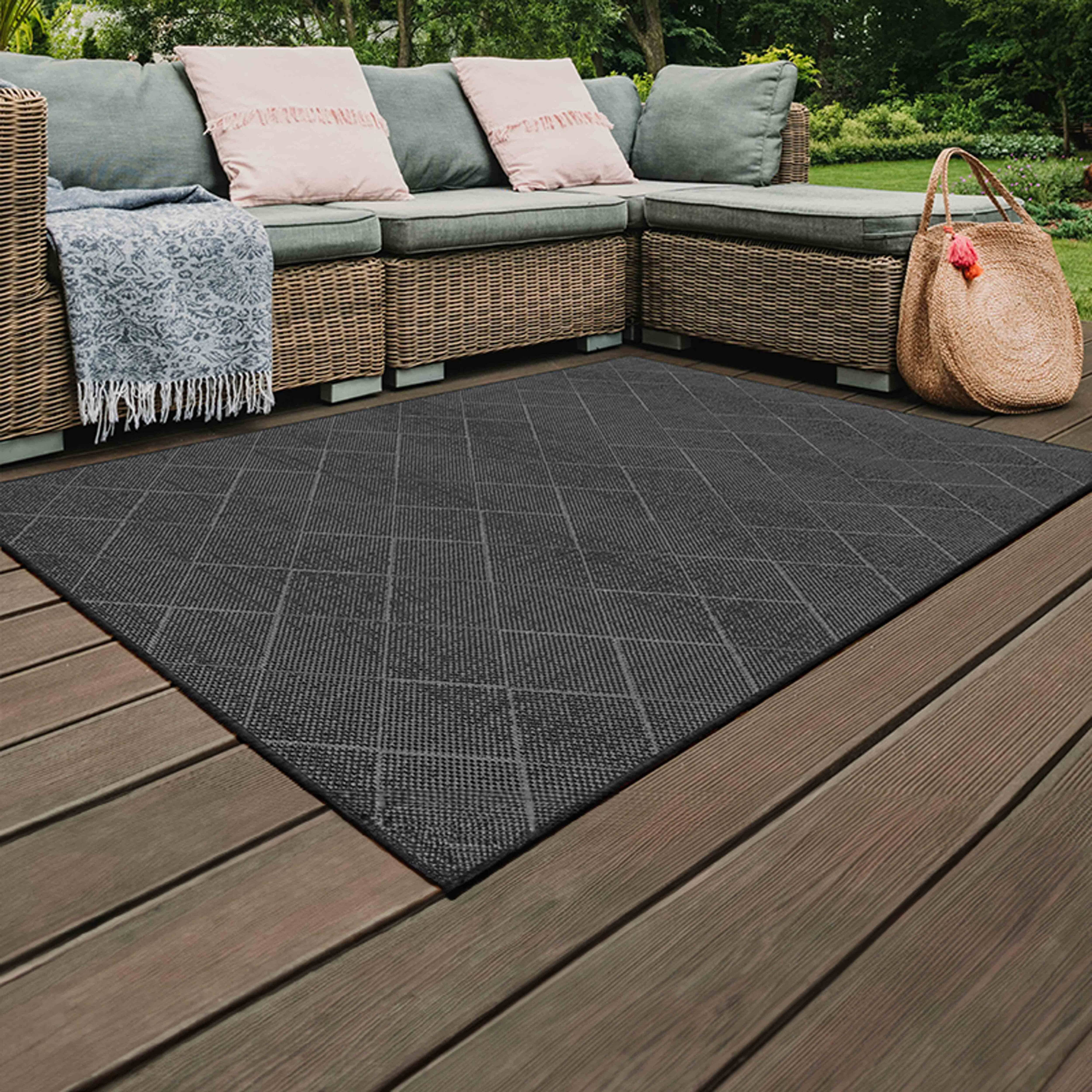 Oviala - Tapis d'extérieur en polypropylène 200 x 290 cm noir Dioma - Oviala - Imagen 2