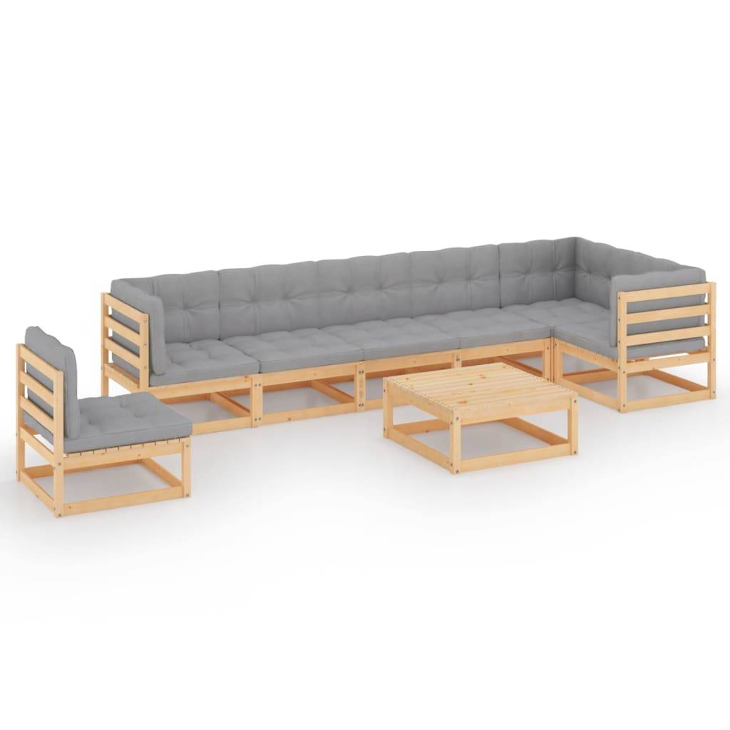 Helloshop26 - Salon de jardin meuble d'extérieur ensemble de mobilier 8 pièces avec coussins bois de pin massif - Imagen 1