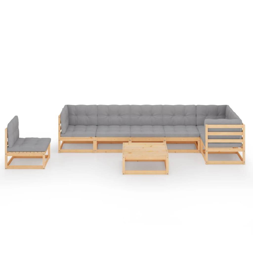 Helloshop26 - Salon de jardin meuble d'extérieur ensemble de mobilier 8 pièces avec coussins bois de pin massif - Imagen 2