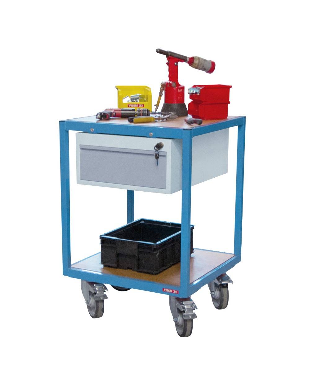 Servante atelier 2 plateaux bois 600 x 600 mm 400 kg - FIMM - 880010598 - Imagen 2