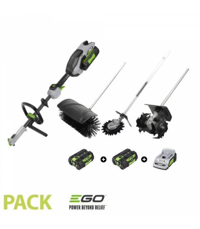 Ego Power + - Pack multi-outils 4 en 1 avec balai-brosse, rotocut, bineuse et 2 batteries 5Ah 56V - EGO MRC2306E