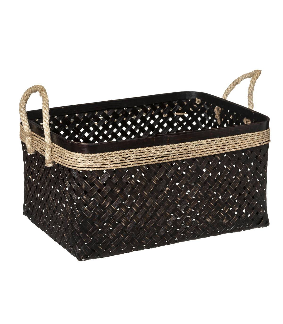 Set de 3 Paniers de rangement Bruns en Bambou et Roseau - Imagen 3